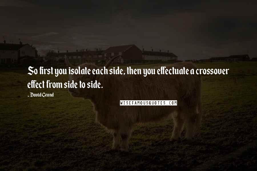 David Grand Quotes: So first you isolate each side, then you effectuate a crossover effect from side to side.