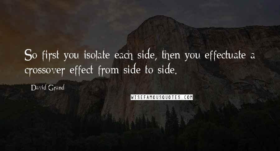 David Grand Quotes: So first you isolate each side, then you effectuate a crossover effect from side to side.