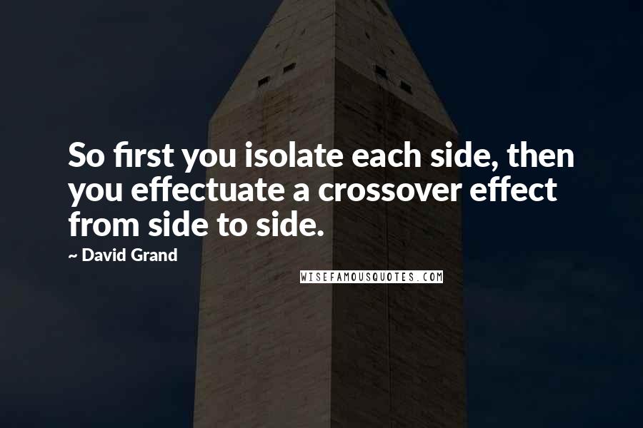 David Grand Quotes: So first you isolate each side, then you effectuate a crossover effect from side to side.