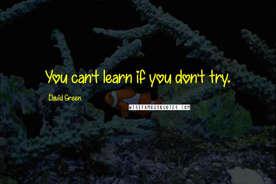 David Green Quotes: You can't learn if you don't try.