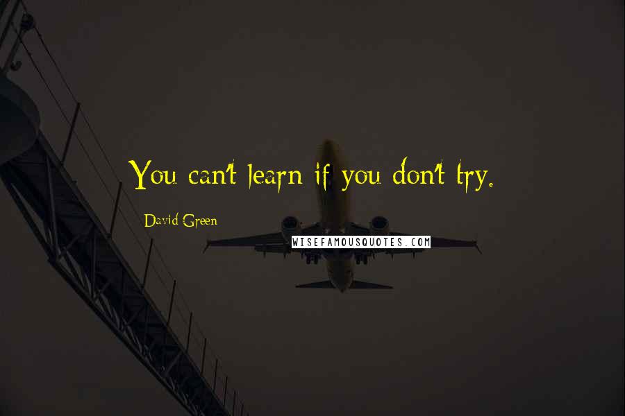 David Green Quotes: You can't learn if you don't try.