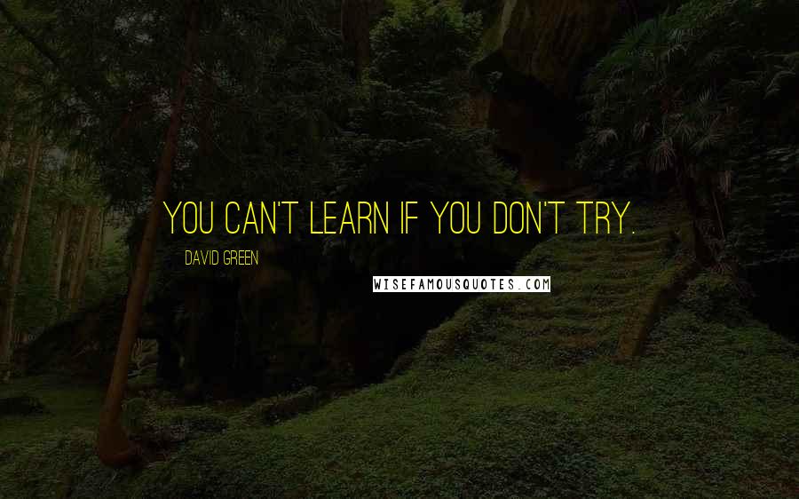 David Green Quotes: You can't learn if you don't try.