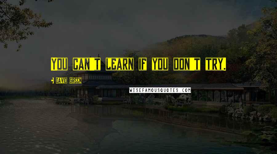 David Green Quotes: You can't learn if you don't try.