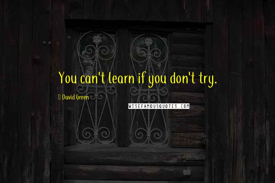 David Green Quotes: You can't learn if you don't try.