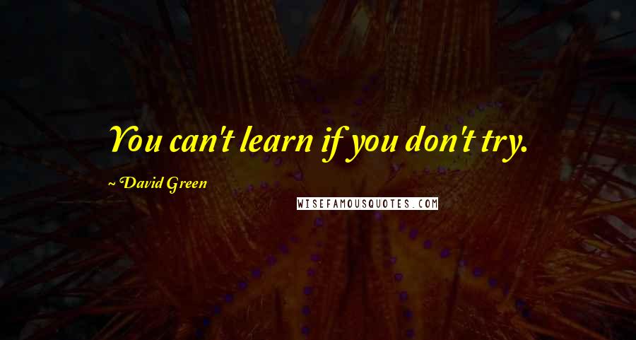 David Green Quotes: You can't learn if you don't try.