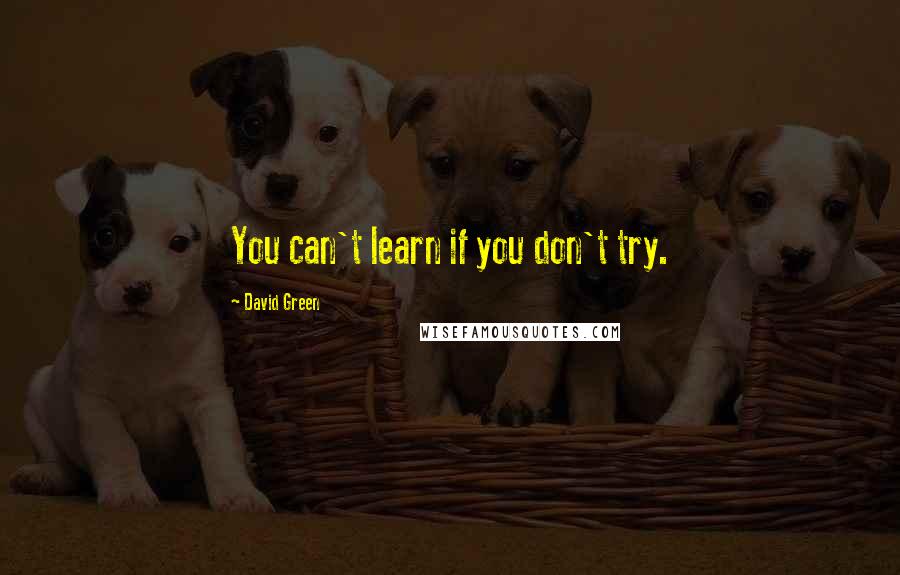 David Green Quotes: You can't learn if you don't try.