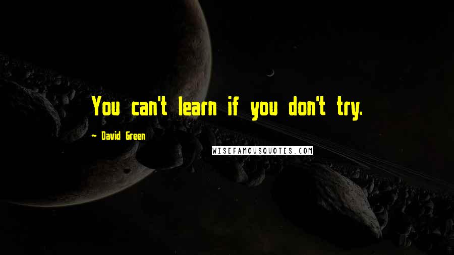 David Green Quotes: You can't learn if you don't try.