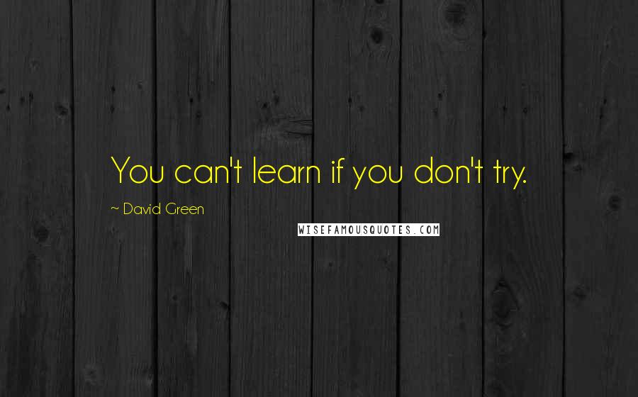 David Green Quotes: You can't learn if you don't try.