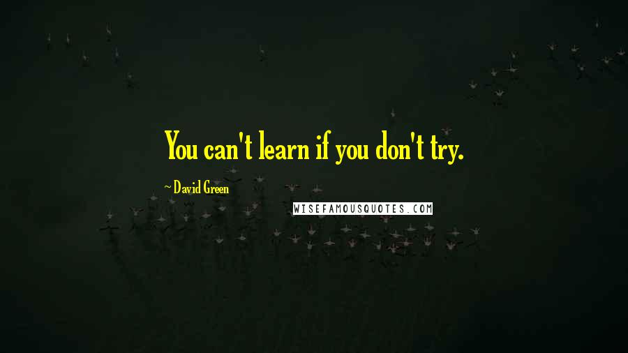 David Green Quotes: You can't learn if you don't try.