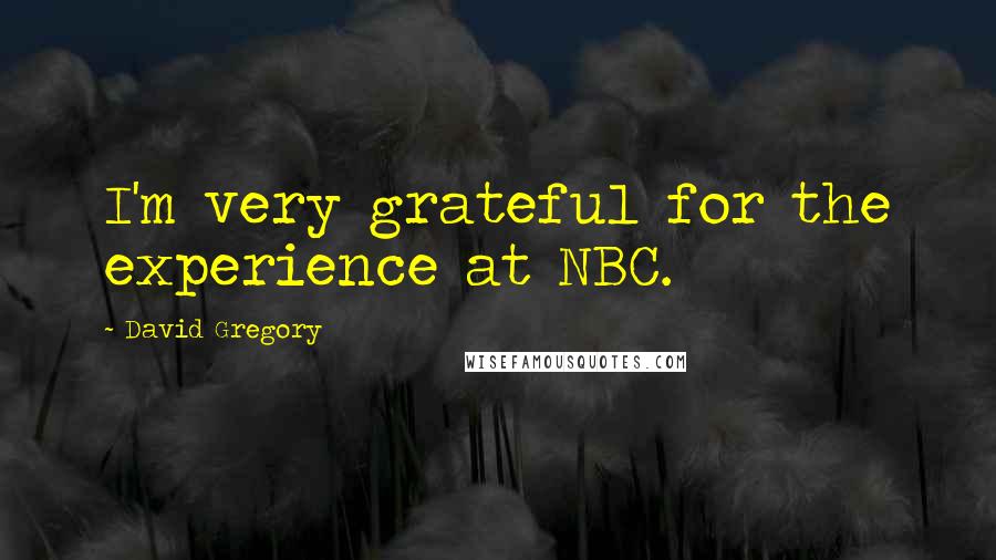 David Gregory Quotes: I'm very grateful for the experience at NBC.