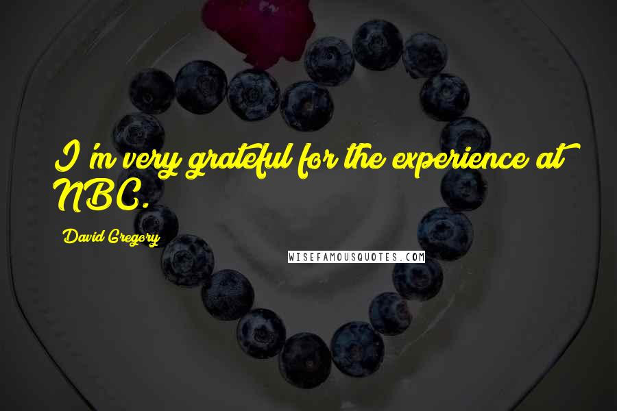 David Gregory Quotes: I'm very grateful for the experience at NBC.