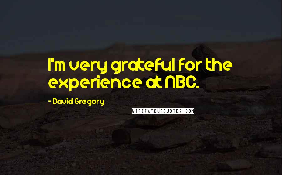 David Gregory Quotes: I'm very grateful for the experience at NBC.