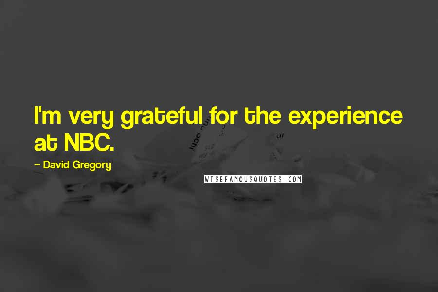 David Gregory Quotes: I'm very grateful for the experience at NBC.