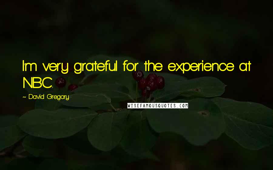 David Gregory Quotes: I'm very grateful for the experience at NBC.