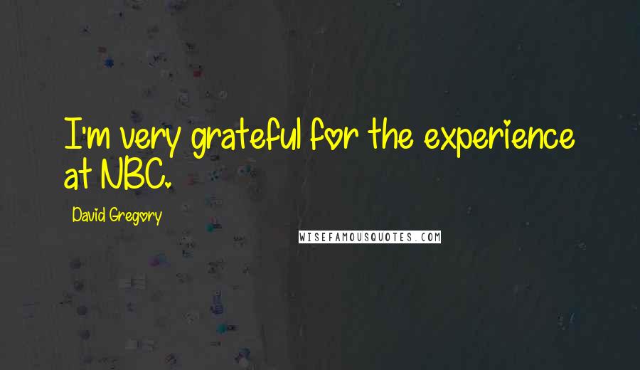David Gregory Quotes: I'm very grateful for the experience at NBC.