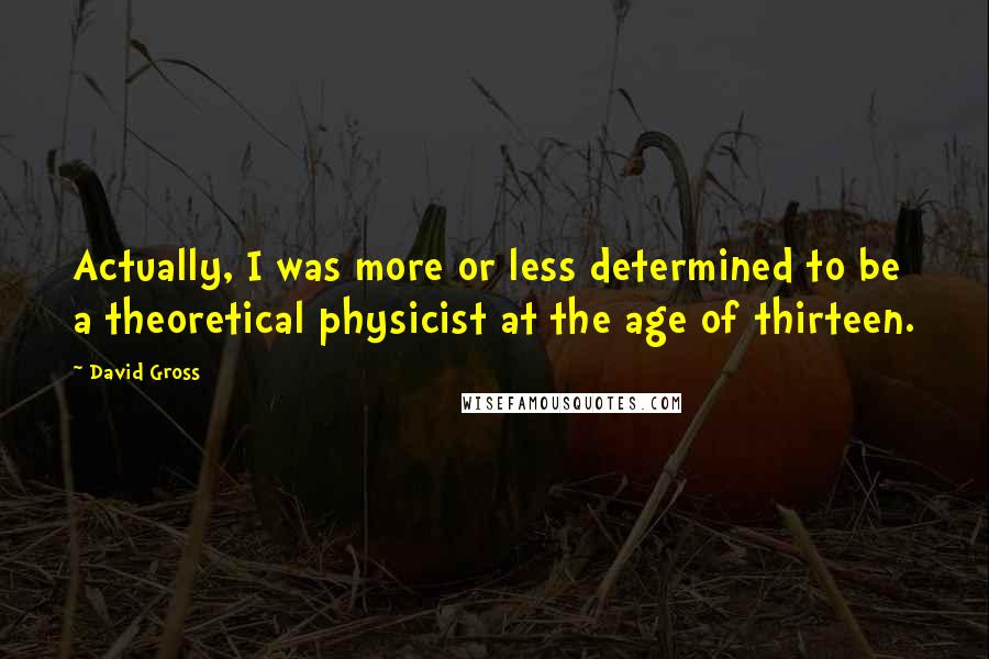 David Gross Quotes: Actually, I was more or less determined to be a theoretical physicist at the age of thirteen.