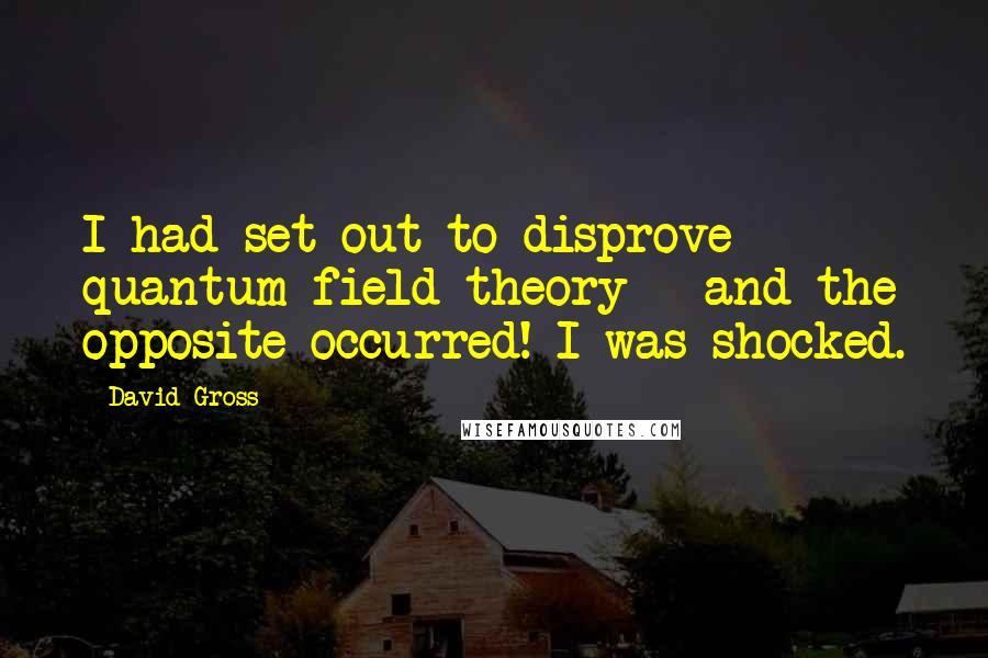 David Gross Quotes: I had set out to disprove quantum field theory - and the opposite occurred! I was shocked.