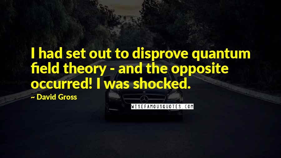 David Gross Quotes: I had set out to disprove quantum field theory - and the opposite occurred! I was shocked.