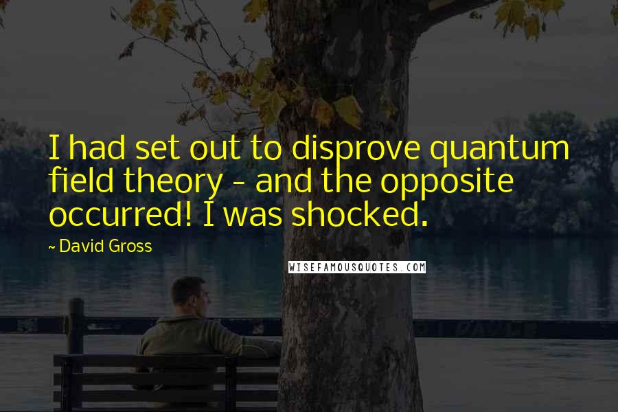 David Gross Quotes: I had set out to disprove quantum field theory - and the opposite occurred! I was shocked.