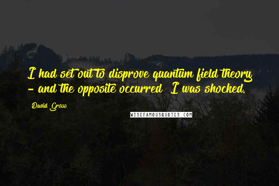 David Gross Quotes: I had set out to disprove quantum field theory - and the opposite occurred! I was shocked.