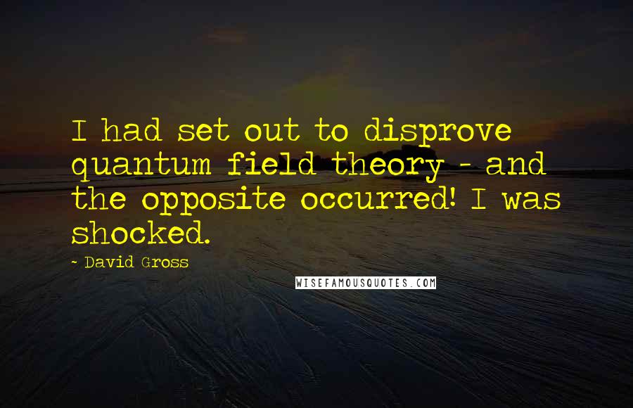 David Gross Quotes: I had set out to disprove quantum field theory - and the opposite occurred! I was shocked.