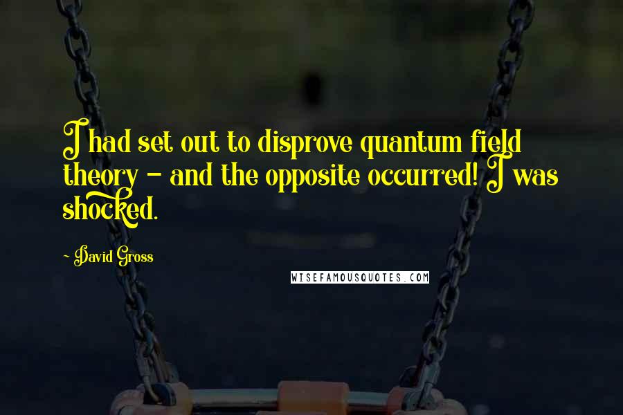 David Gross Quotes: I had set out to disprove quantum field theory - and the opposite occurred! I was shocked.