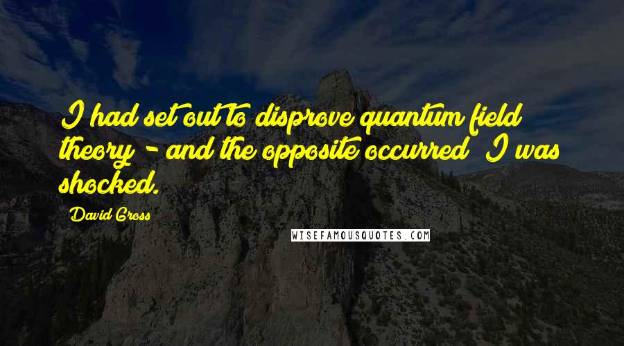 David Gross Quotes: I had set out to disprove quantum field theory - and the opposite occurred! I was shocked.