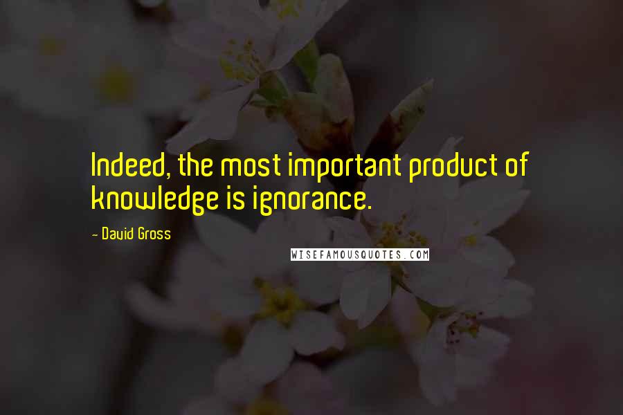 David Gross Quotes: Indeed, the most important product of knowledge is ignorance.