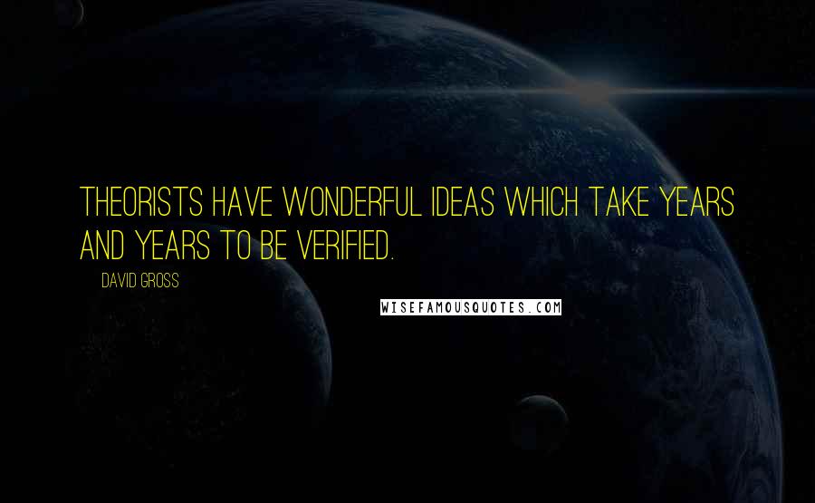 David Gross Quotes: Theorists have wonderful ideas which take years and years to be verified.