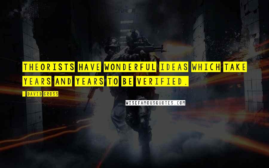 David Gross Quotes: Theorists have wonderful ideas which take years and years to be verified.