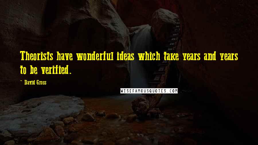 David Gross Quotes: Theorists have wonderful ideas which take years and years to be verified.