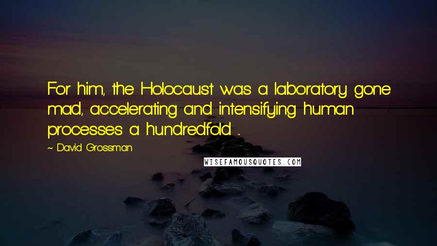 David Grossman Quotes: For him, the Holocaust was a laboratory gone mad, accelerating and intensifying human processes a hundredfold ...