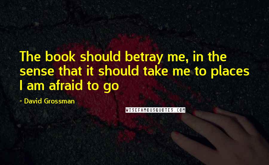 David Grossman Quotes: The book should betray me, in the sense that it should take me to places I am afraid to go