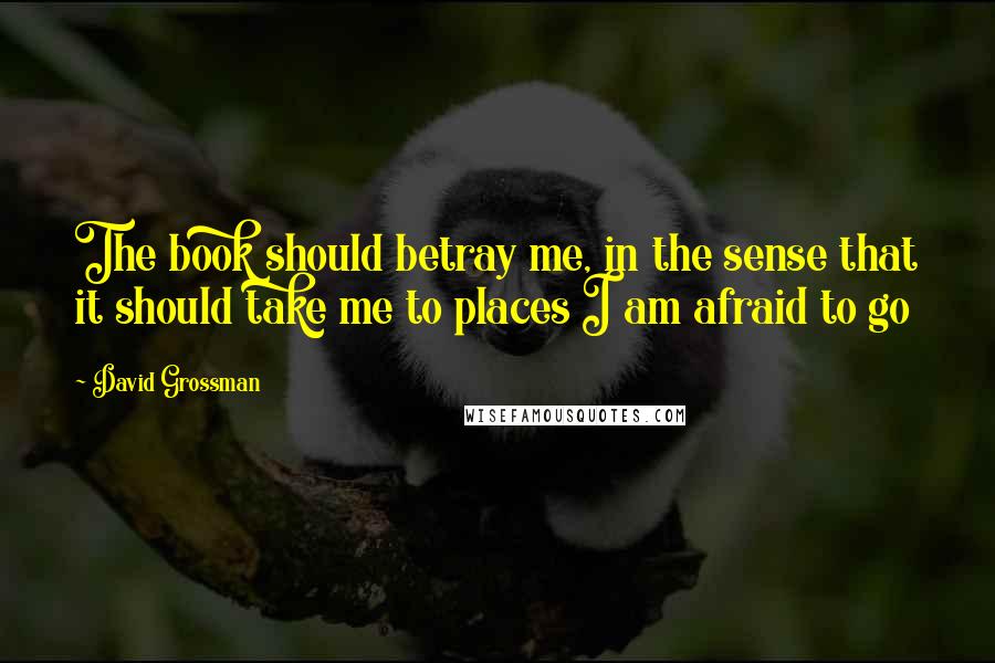 David Grossman Quotes: The book should betray me, in the sense that it should take me to places I am afraid to go