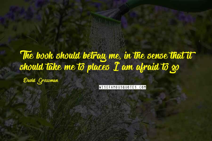 David Grossman Quotes: The book should betray me, in the sense that it should take me to places I am afraid to go