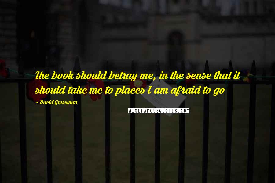 David Grossman Quotes: The book should betray me, in the sense that it should take me to places I am afraid to go