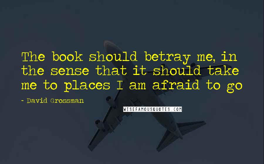 David Grossman Quotes: The book should betray me, in the sense that it should take me to places I am afraid to go