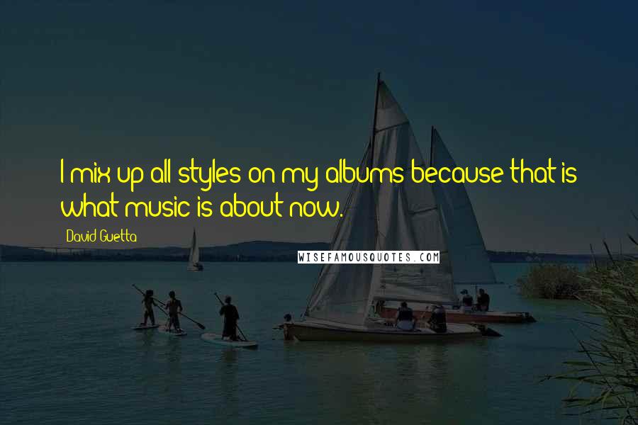 David Guetta Quotes: I mix up all styles on my albums because that is what music is about now.