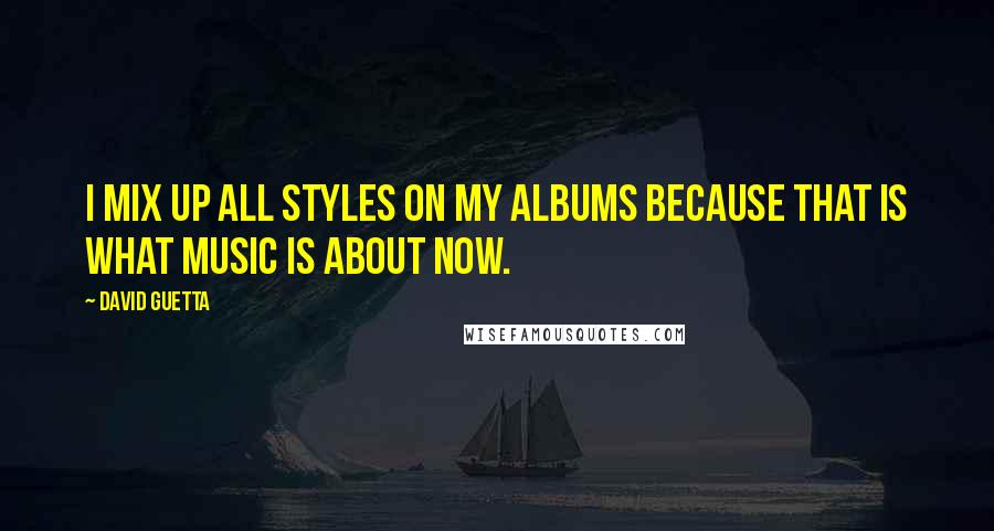 David Guetta Quotes: I mix up all styles on my albums because that is what music is about now.