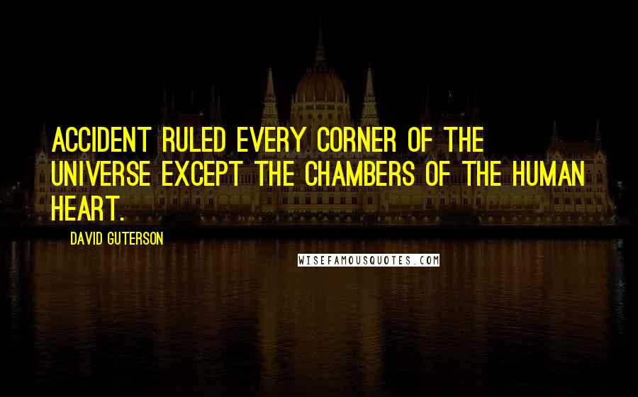 David Guterson Quotes: Accident ruled every corner of the universe except the chambers of the human heart.