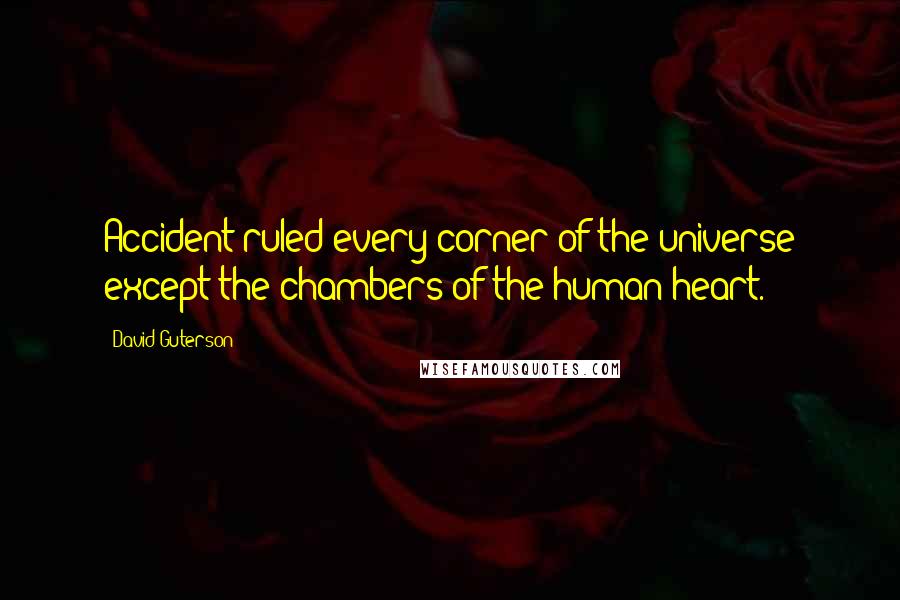 David Guterson Quotes: Accident ruled every corner of the universe except the chambers of the human heart.