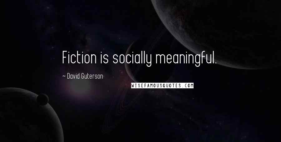 David Guterson Quotes: Fiction is socially meaningful.