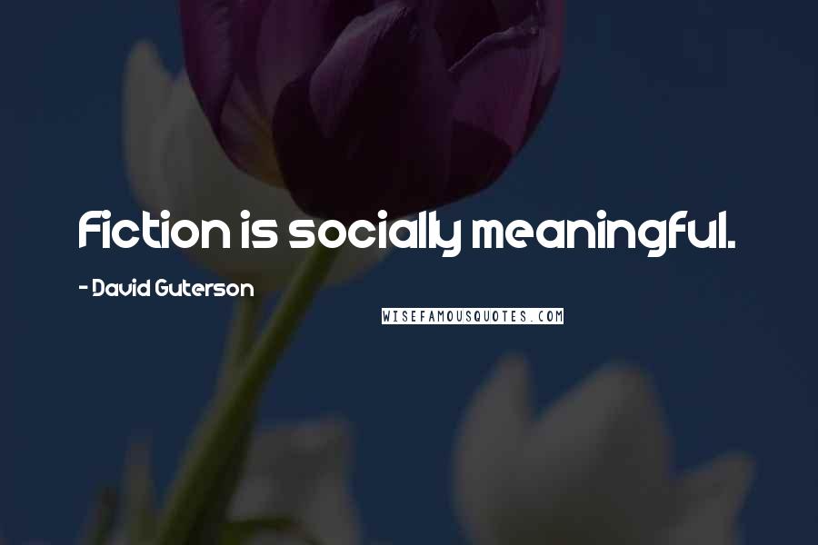 David Guterson Quotes: Fiction is socially meaningful.