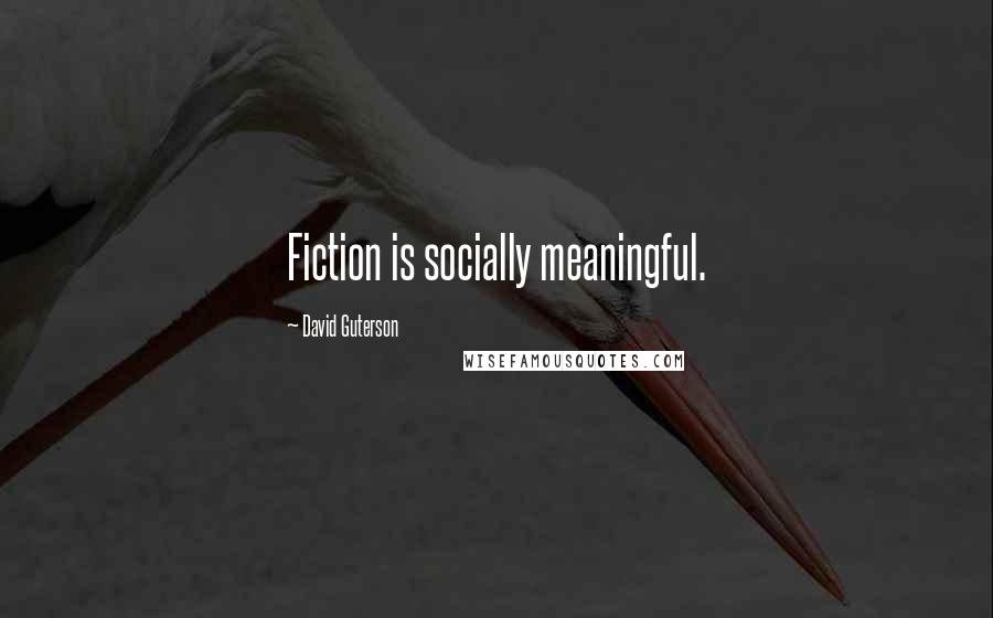 David Guterson Quotes: Fiction is socially meaningful.