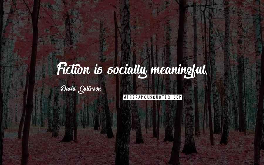 David Guterson Quotes: Fiction is socially meaningful.