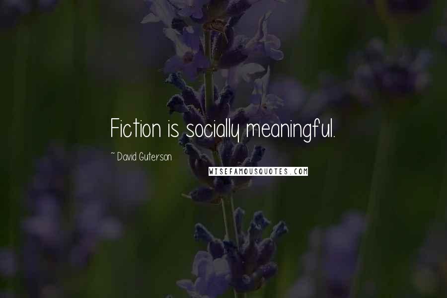 David Guterson Quotes: Fiction is socially meaningful.