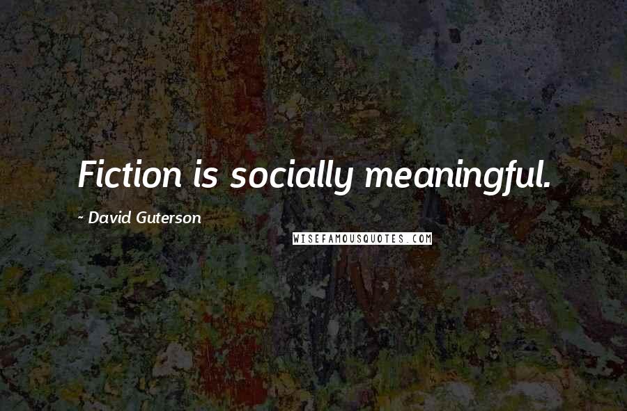 David Guterson Quotes: Fiction is socially meaningful.