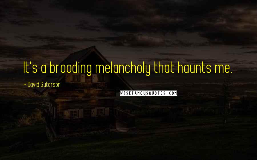 David Guterson Quotes: It's a brooding melancholy that haunts me.