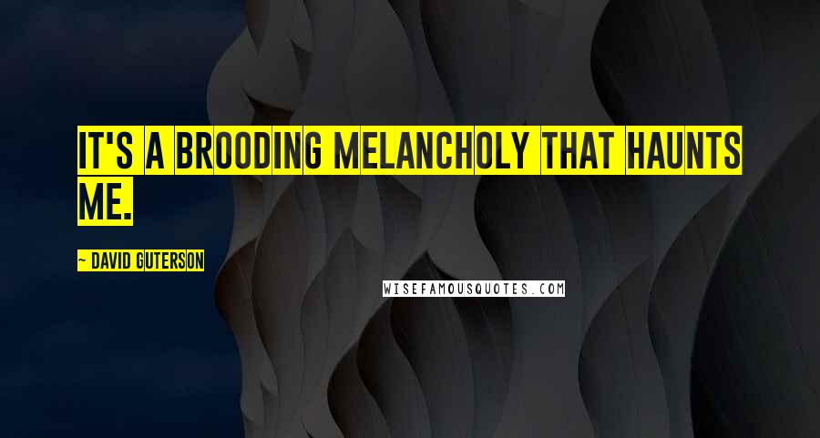 David Guterson Quotes: It's a brooding melancholy that haunts me.