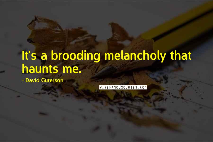 David Guterson Quotes: It's a brooding melancholy that haunts me.